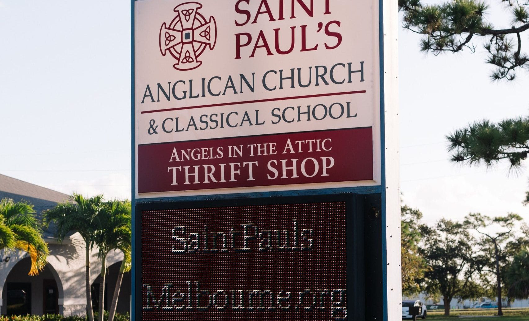Street Sign and Marquis for St. Paul's Church & School, Melbourne FL.